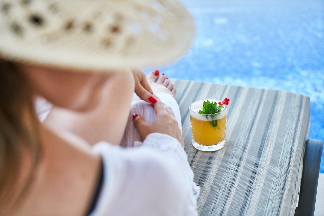 woman relaxing in the bench